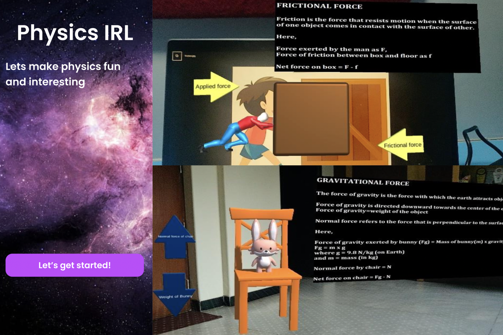 Physics IRL AR application screenshot