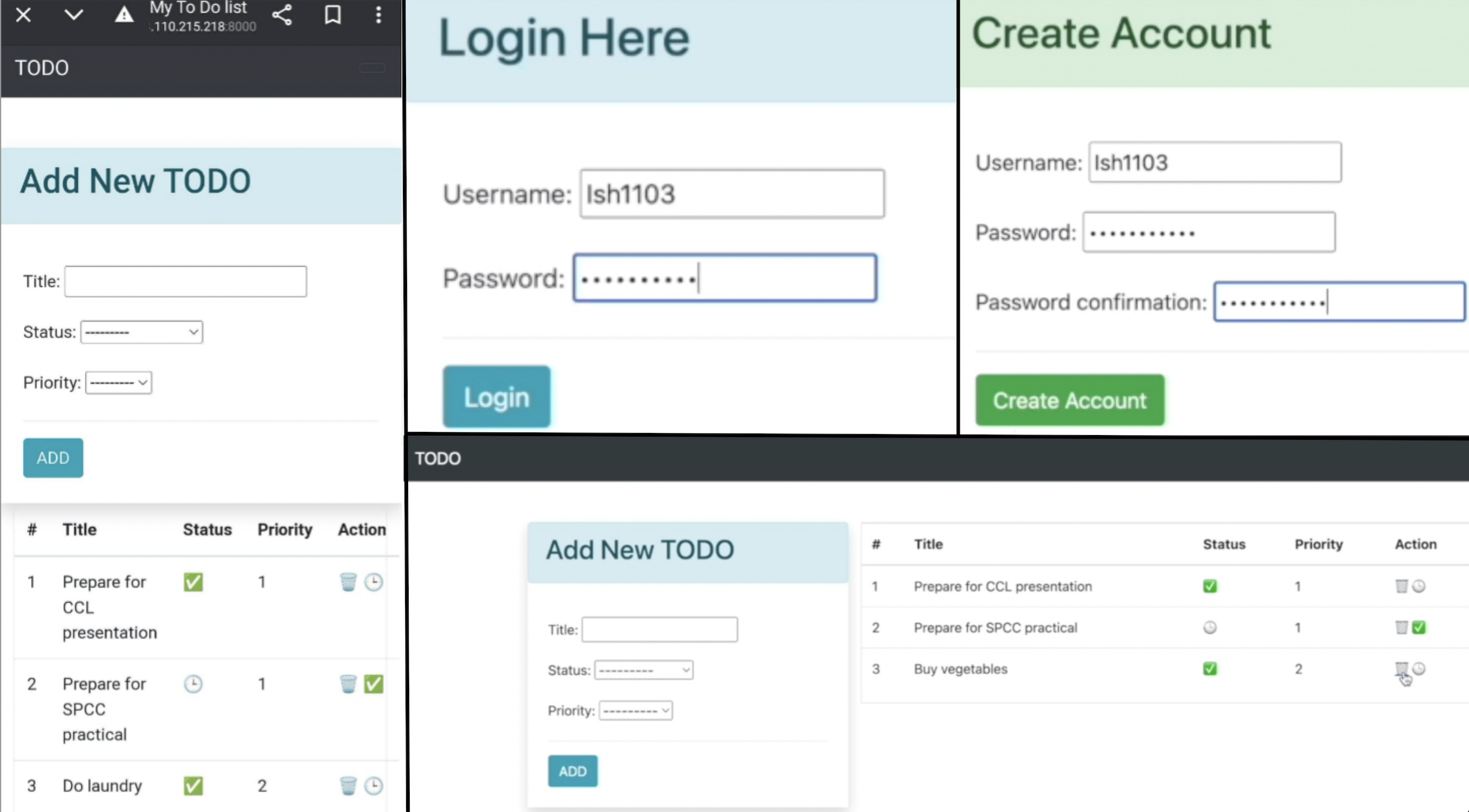 Cloud ToDo List application screenshot