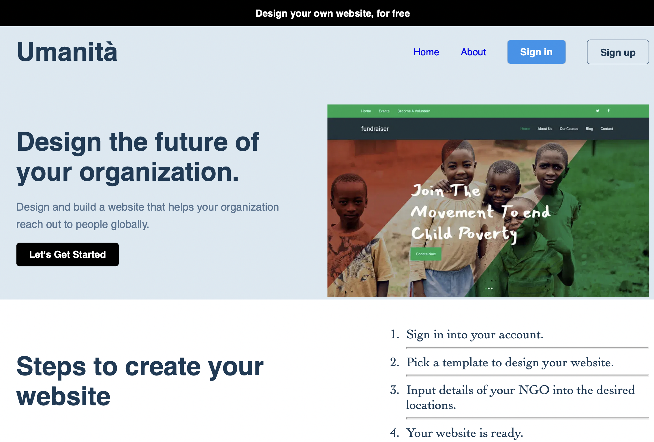 Umanità platform screenshot